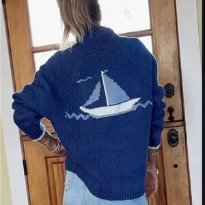 Pink Pineapple Sailing Nautical Cardigan Sweater